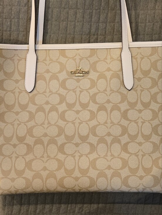 Coach Handbags - Coach Signature Canvas Tote in Beige with Cream Trim